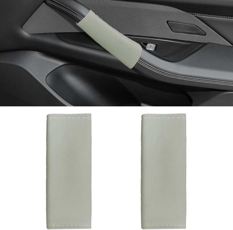 LHDOS 2PCS Car Grab Handle Cover, Anti-Scratch Auto Inner Front Rear Door Pull Handle Cover, PU Leather Door Grip Gloves Protector Auto Interior Decoration Accessories for Car, Truck, SUV (Grey) - Image 1